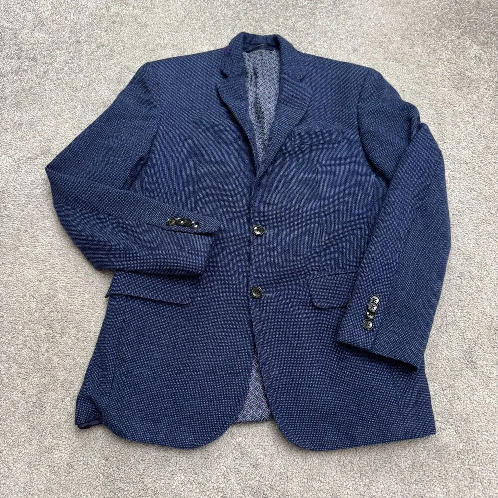 Ted Baker London Endurance Jay SPJ Wool Blazer Jacket Mens 38R Blue Double Vent